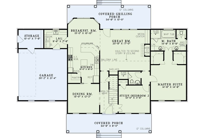 Home Plan - Floor Plan - Main Floor for Colonial House Plan #17-2895 - 4 bed, 2.5 bath