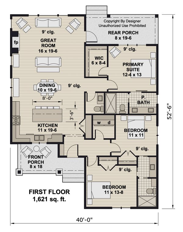 House Blueprint - Craftsman Floor Plan - Main Floor Plan #51-1388