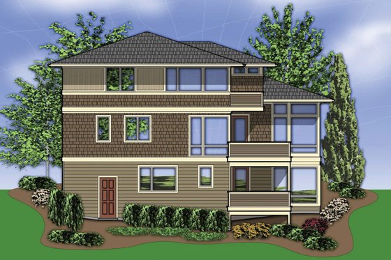 Rear view - 3700 square foot Prairie style home