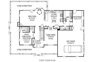 Floor Plan - Main Floor for Farmhouse House Plan #11-218 - 4 bed, 3.5 bath