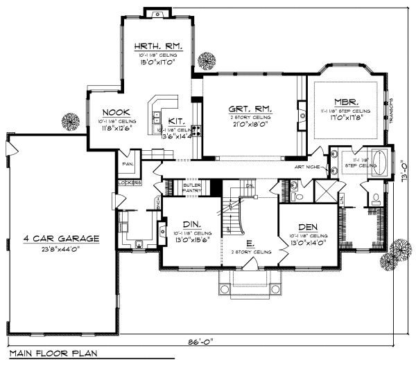 Architectural House Design - Traditional Floor Plan - Main Floor Plan #70-886