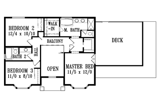 Floor Plan - Upper Floor for Colonial House Plan #1-1348 - 3 bed, 2.5 bath