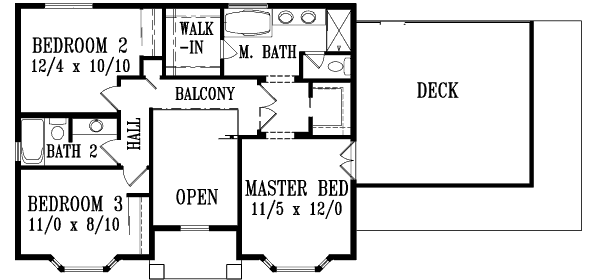Colonial Floor Plan - Upper Floor Plan #1-1348