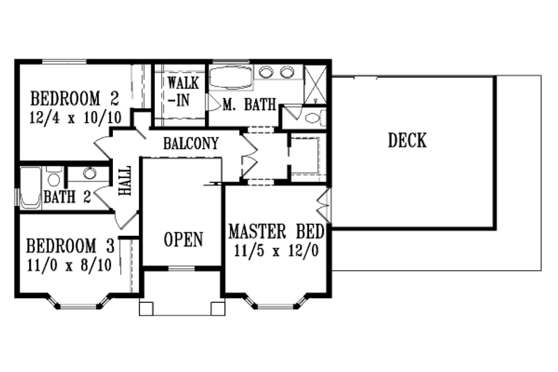 Architectural House Design - Floor Plan - Upper Floor for Colonial House Plan #1-1348 - 3 bed, 2.5 bath