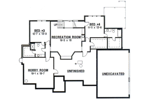 Floor Plan - Lower Floor for Traditional House Plan #67-380 - 4 bed, 4.5 bath