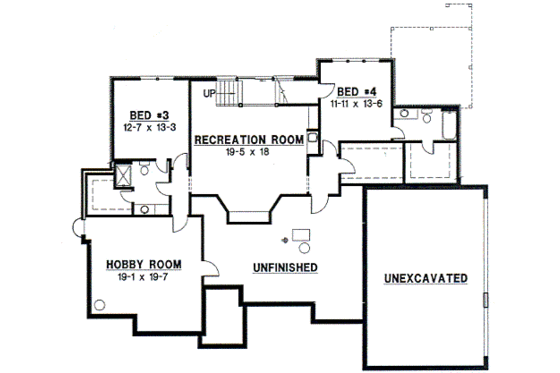 Floor Plan - Lower Floor for Traditional House Plan #67-380 - 4 bed, 4.5 bath