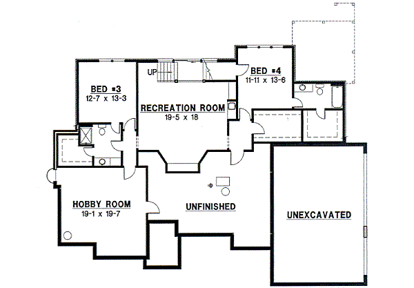 Traditional Floor Plan - Lower Floor Plan #67-380