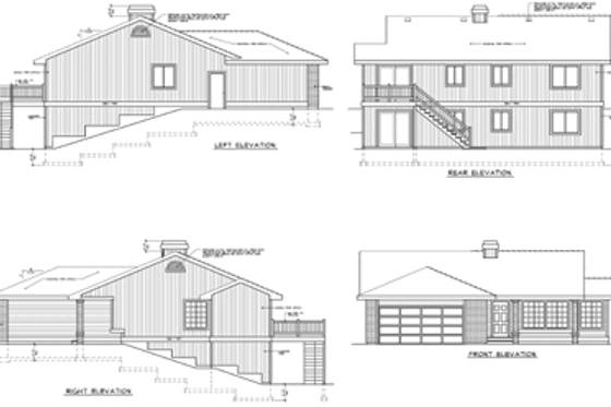 Exterior - Rear Elevation for Traditional House Plan #100-424 - 2 bed, 2 bath
