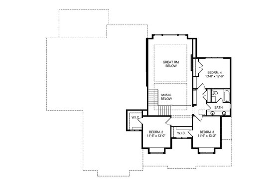 Floor Plan - Upper Floor for Craftsman House Plan #920-102 - 4 bed, 2.5 bath