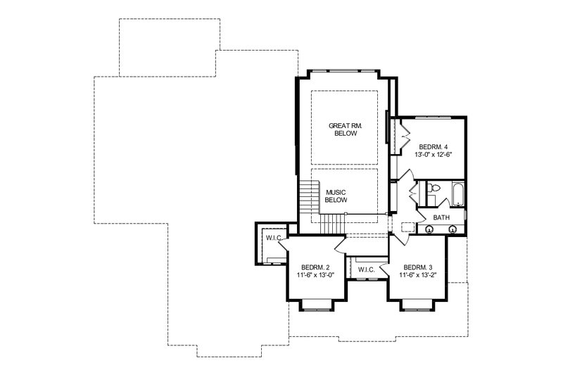 Dream House Plan - Floor Plan - Upper Floor for Craftsman House Plan #920-102 - 4 bed, 2.5 bath