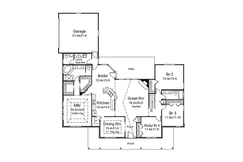Home Plan - Floor Plan - Main Floor for Craftsman House Plan #57-652 - 4 bed, 2.5 bath