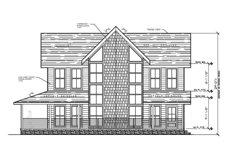 House Blueprint - Exterior - Front Elevation 1 for Traditional House Plan #123-117 - 2 bed, 2 bath
