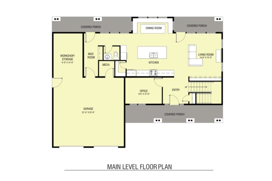 Floor Plan - Main Floor for Farmhouse House Plan #1068-3 - 3 bed, 2.5 bath