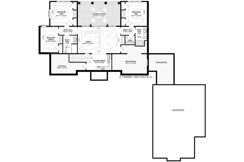 Architectural House Design - Floor Plan - Lower Floor for Farmhouse House Plan #928-357 - 4 bed, 3 bath