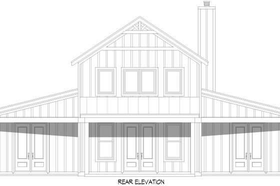 Exterior - Rear Elevation 1 for Barndominium House Plan #932-1134 - 4 bed, 3 bath