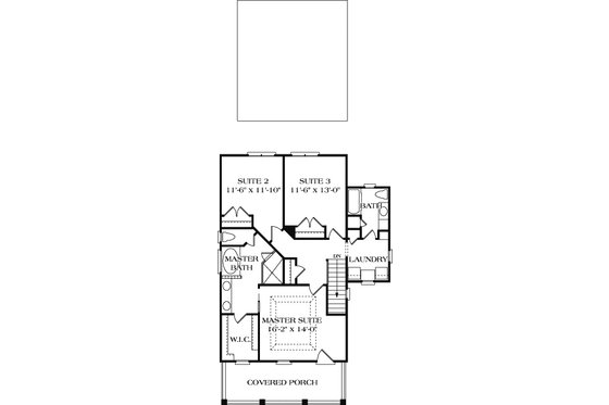 Floor Plan - Upper Floor for Colonial House Plan #453-1 - 3 bed, 2.5 bath