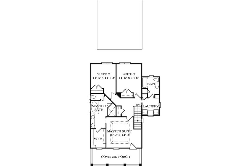 House Blueprint - Floor Plan - Upper Floor for Colonial House Plan #453-1 - 3 bed, 2.5 bath