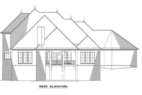 Exterior - Rear Elevation for European House Plan #17-2382 - 5 bed, 4 bath