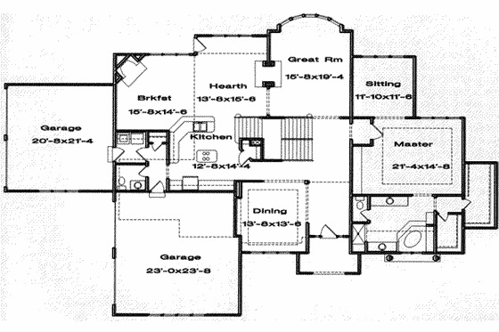 Floor Plan - Main Floor for Traditional House Plan #6-197 - 4 bed, 3.5 bath