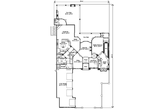 Floor Plan - Main Floor for European House Plan #135-159 - 4 bed, 5.5 bath