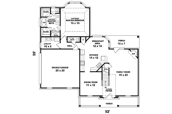 Floor Plan - Main Floor for Colonial House Plan #81-743 - 3 bed, 2.5 bath