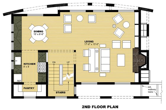 Floor Plan - Upper Floor for Modern House Plan #525-1 - 2 bed, 2 bath