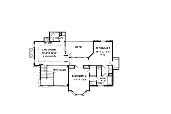 Floor Plan - Upper Floor for European House Plan #410-413 - 4 bed, 3.5 bath