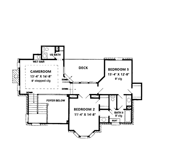 House Plan Design - European Floor Plan - Upper Floor Plan #410-413