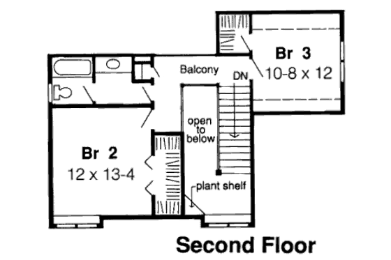 Floor Plan - Upper Floor for Traditional House Plan #312-308 - 3 bed, 2.5 bath