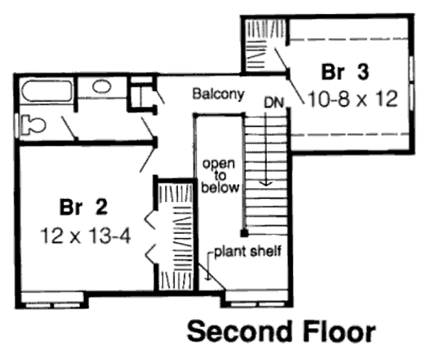 Floor Plan - Upper Floor for Traditional House Plan #312-308 - 3 bed, 2.5 bath