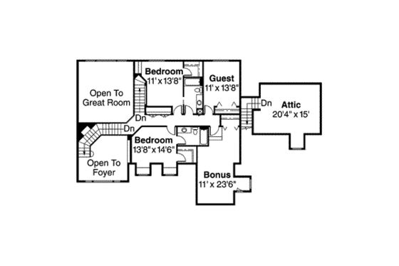 Floor Plan - Upper Floor for European House Plan #124-319 - 4 bed, 3.5 bath