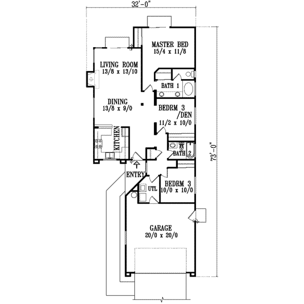 Adobe / Southwestern Floor Plan - Main Floor Plan #1-1085