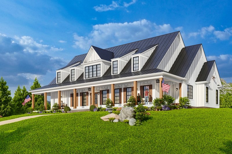 House Blueprint - Exterior - Front Elevation 6 for Farmhouse House Plan #54-587 - 3 bed, 3.5 bath