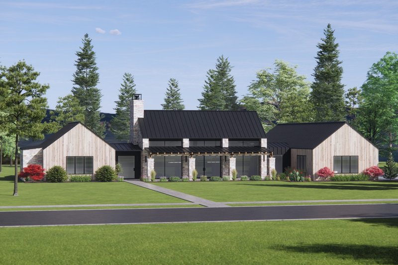 House Design - Exterior - Front Elevation 3 for Modern House Plan #1096-58 - 4 bed, 3.5 bath