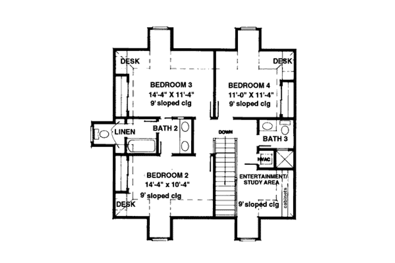 Home Plan - Floor Plan - Upper Floor for Southern House Plan #410-158 - 4 bed, 3.5 bath