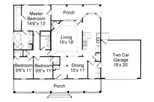 Floor Plan - Main Floor for Cottage House Plan #37-131 - 3 bed, 2 bath