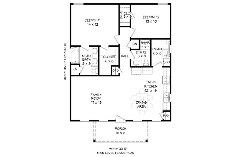 Dream House Plan - Floor Plan - Main Floor for Traditional House Plan #932-108 - 2 bed, 2 bath