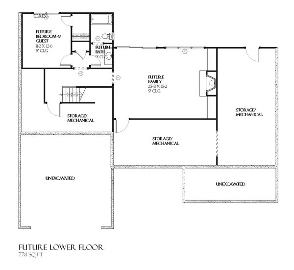 Craftsman Floor Plan - Lower Floor Plan #901-45