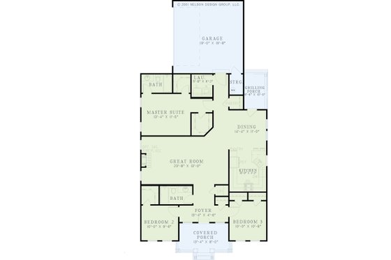 Floor Plan - Main Floor for Southern House Plan #17-435 - 3 bed, 2 bath