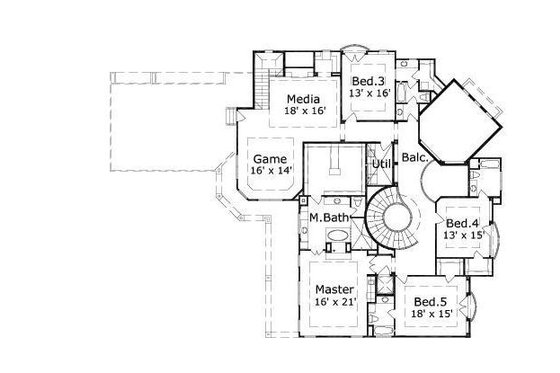 Floor Plan - Upper Floor for European House Plan #411-547 - 5 bed, 5.5 bath