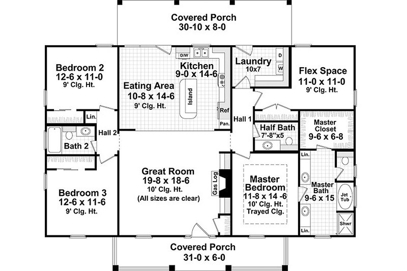 Dream House Plan - Floor Plan - Main Floor for Country House Plan #21-354 - 3 bed, 2.5 bath