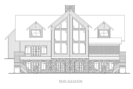 Exterior - Rear Elevation for Farmhouse House Plan #117-956 - 4 bed, 3.5 bath