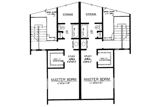 Floor Plan - Upper Floor House Plan #303-203 - 2 bed, 2 bath