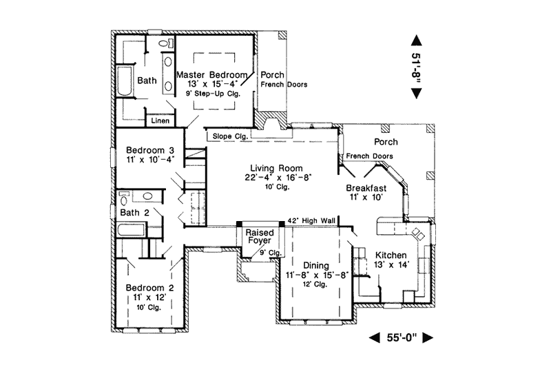 Home Plan - Floor Plan - Main Floor for European House Plan #410-302 - 3 bed, 2 bath