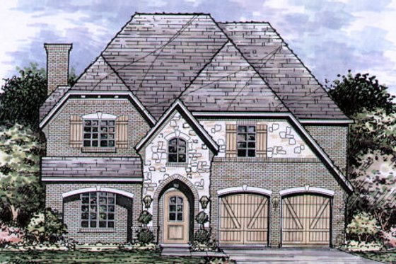 Exterior - Front Elevation for European House Plan #141-351 - 4 bed, 3.5 bath