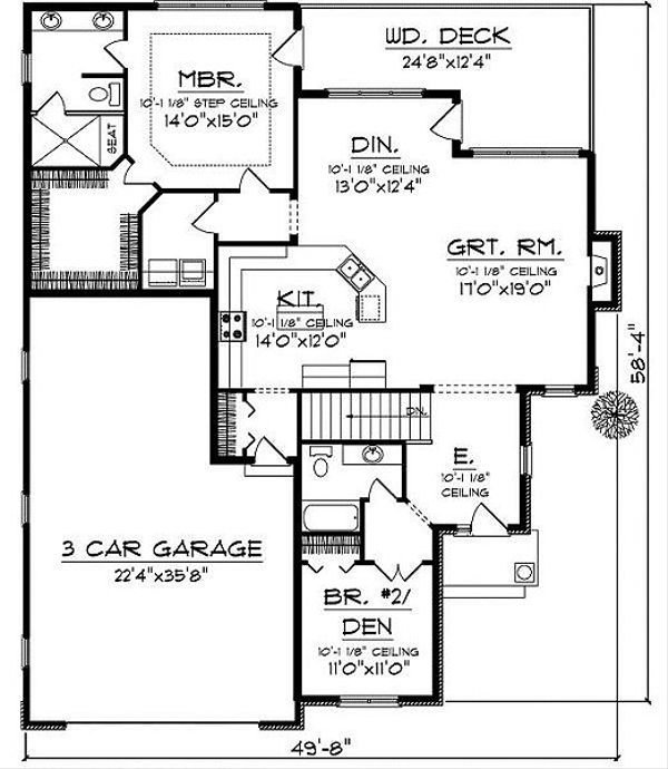 Architectural House Design - European Floor Plan - Main Floor Plan #70-859