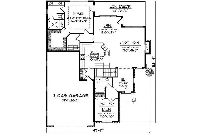 Architectural House Design - Floor Plan - Main Floor for European House Plan #70-859 - 2 bed, 2 bath