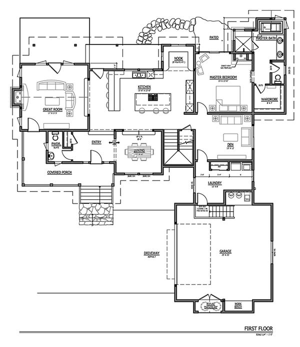 Craftsman Floor Plan - Main Floor Plan #899-2