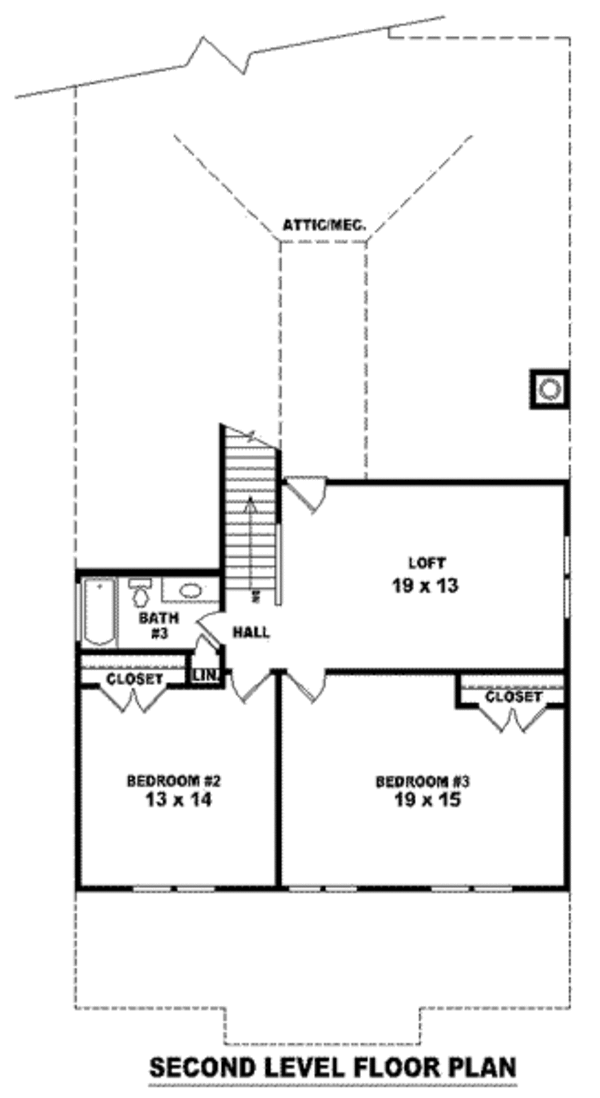 Bungalow Floor Plan - Upper Floor Plan #81-954