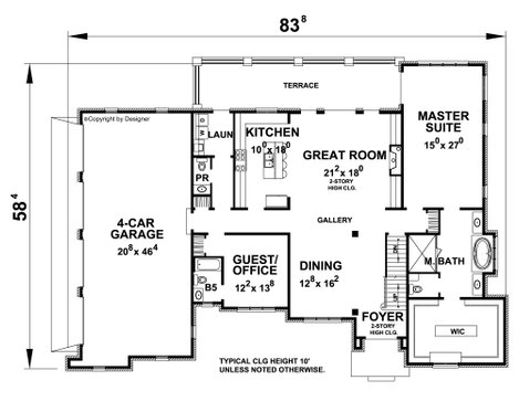 Floor Plan - Main Floor for European House Plan #20-2472 - 6 bed, 6.5 bath